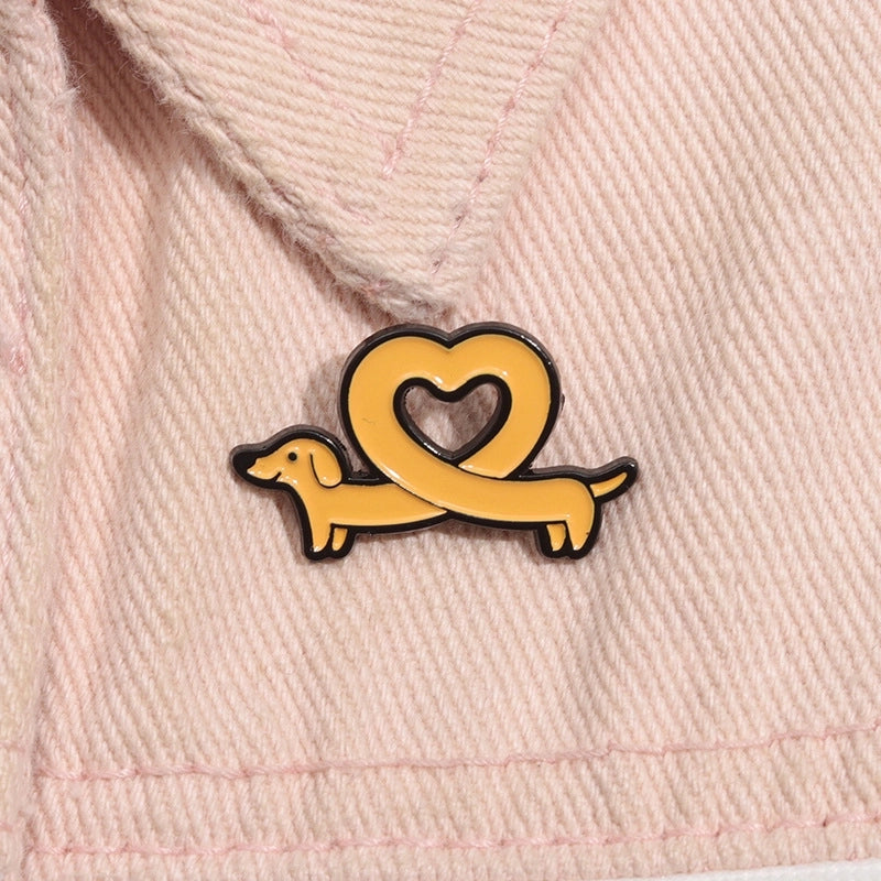 Cute Pin Dog Heart Shape Alloy Plating Unisex Brooches