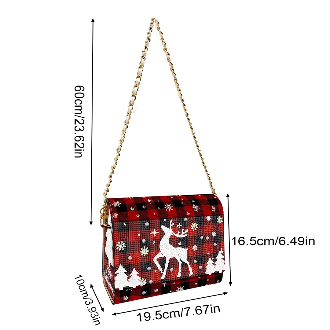 DIY Red Fawn Diamond Art Wooden Coin Pouch with Chain 5D Diamond Painting Purse