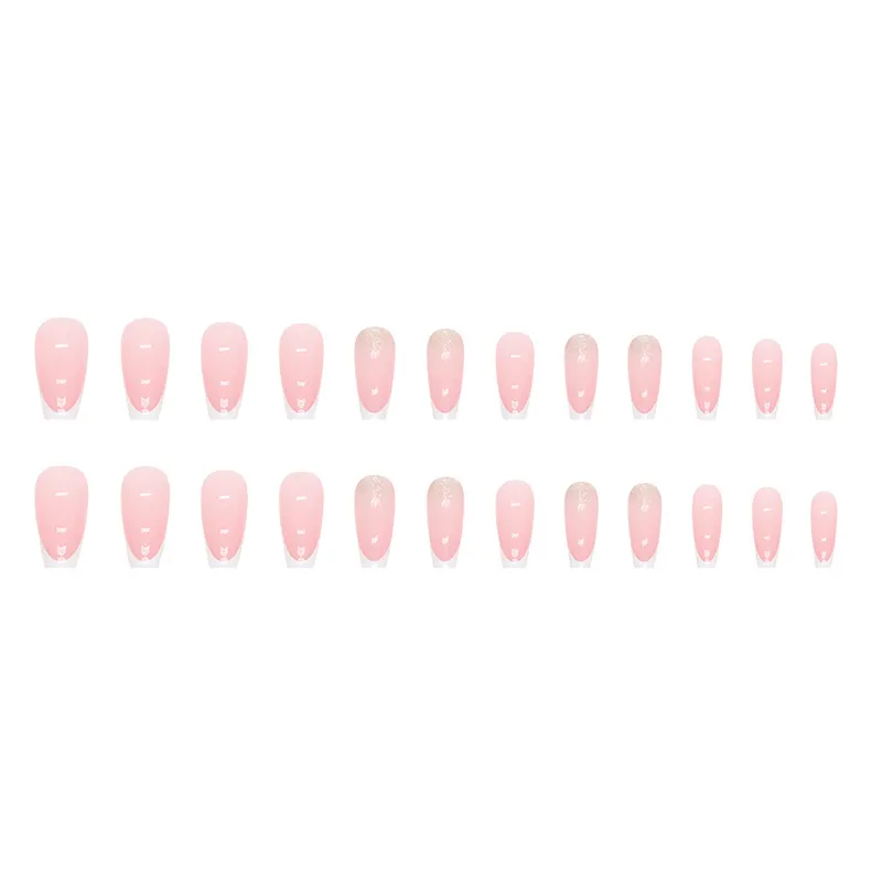 Churchf Churchf Long Ballet Armour Pure White French Simple Flash Pink Girl Gentle Pink Tender Wear Nail Nail Piece