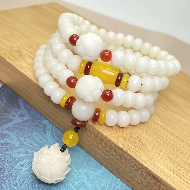 Lotus Bodhi Seed Mala 108 Beads Protection Bracelet Necklace