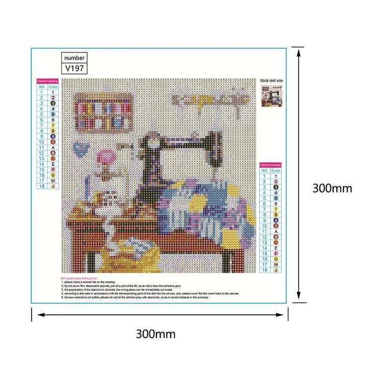 Diamond Painting - Full Round Drill - Sewing Machine(30*30cm)