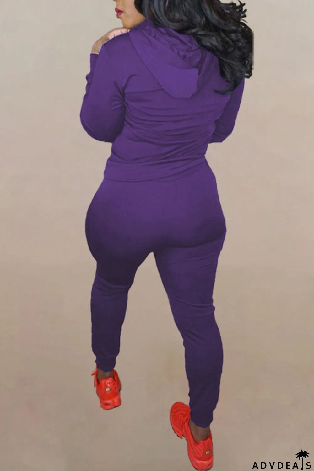 Brown Fashion Solid Ripped Hooded Collar Long Sleeve Two Pieces