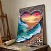 Framed Love Beach-Paint By Numbers Acrylic Painting 30*40Cm With Color Box 5Ml（18Colors）