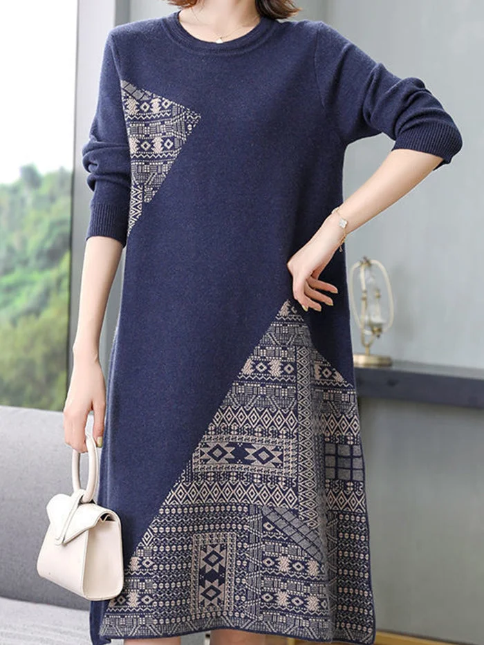 Knitted Plus Size Cozy Solid Midi Dress