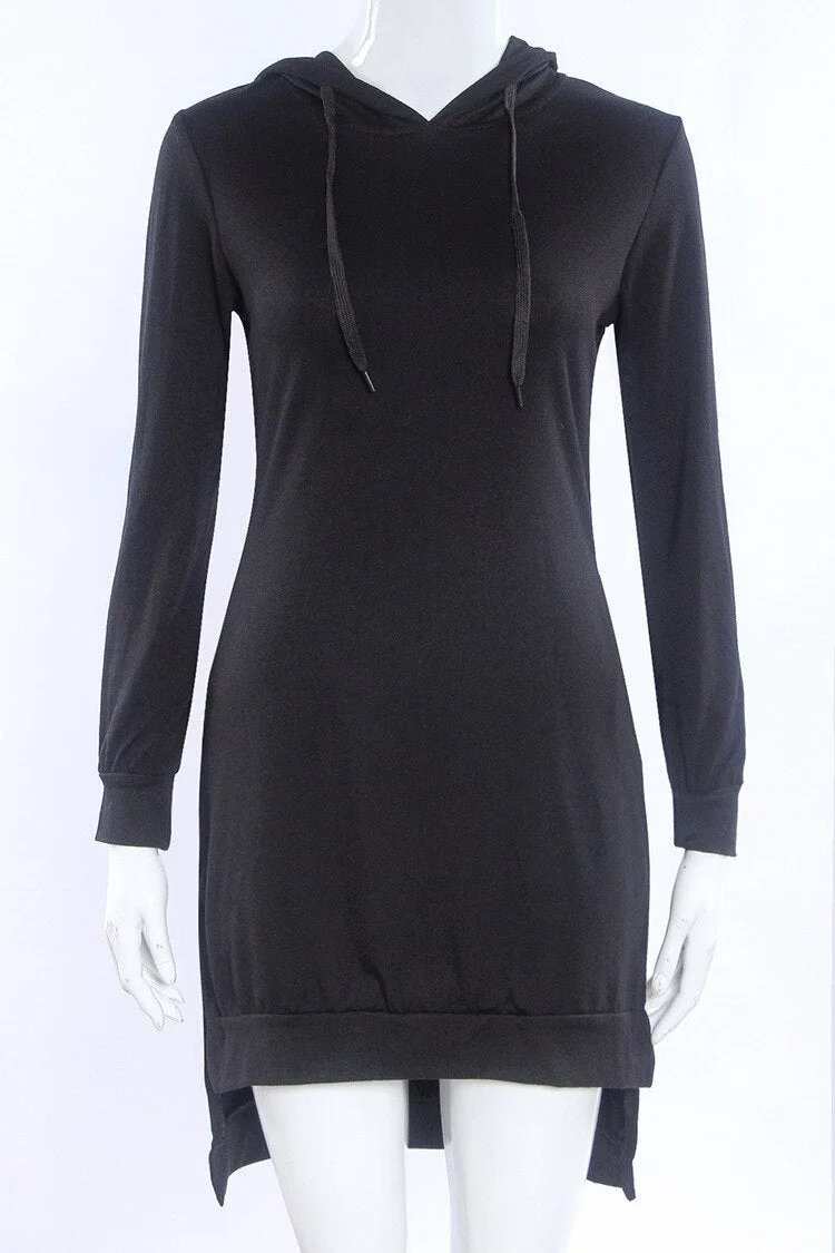 Leosoxs 2020 Autumn Winter Fashion Sexy Hooded Collar Women's Mini Split Irregular Dress Casual Solid Long Sleeve Ladies Dresses