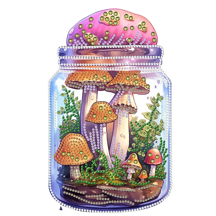 Glass Bottle Mushroom - Partial Drill - Special Diamond Painting(30*30cm)