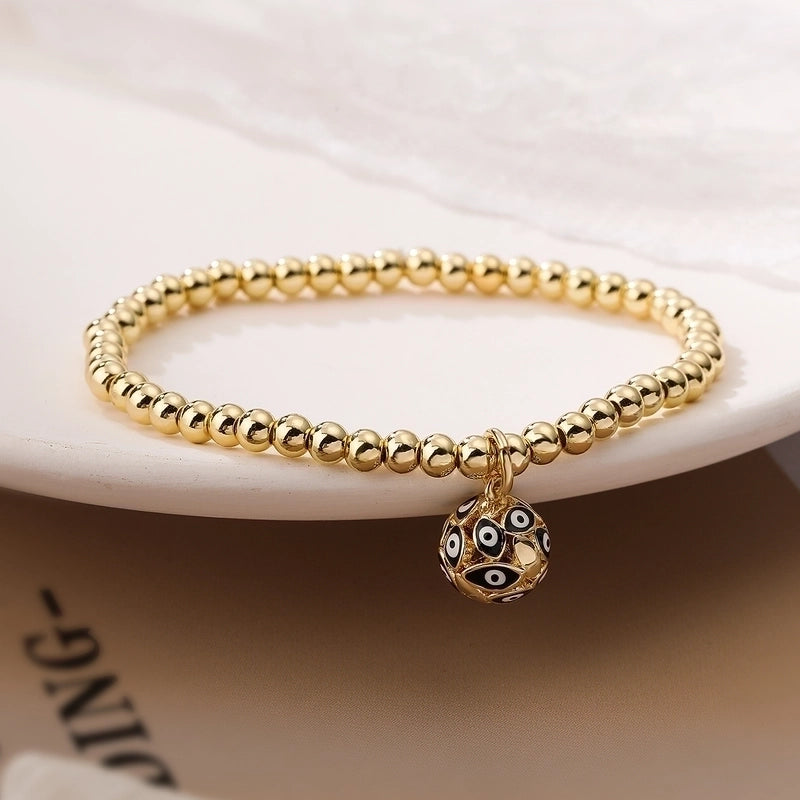 Vintage Style Minimalist Devil’s Eye Copper Enamel Plating 18k Gold Plated Bracelets