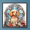 Diamond Painting -DIY Round Drill Dog On Flowers