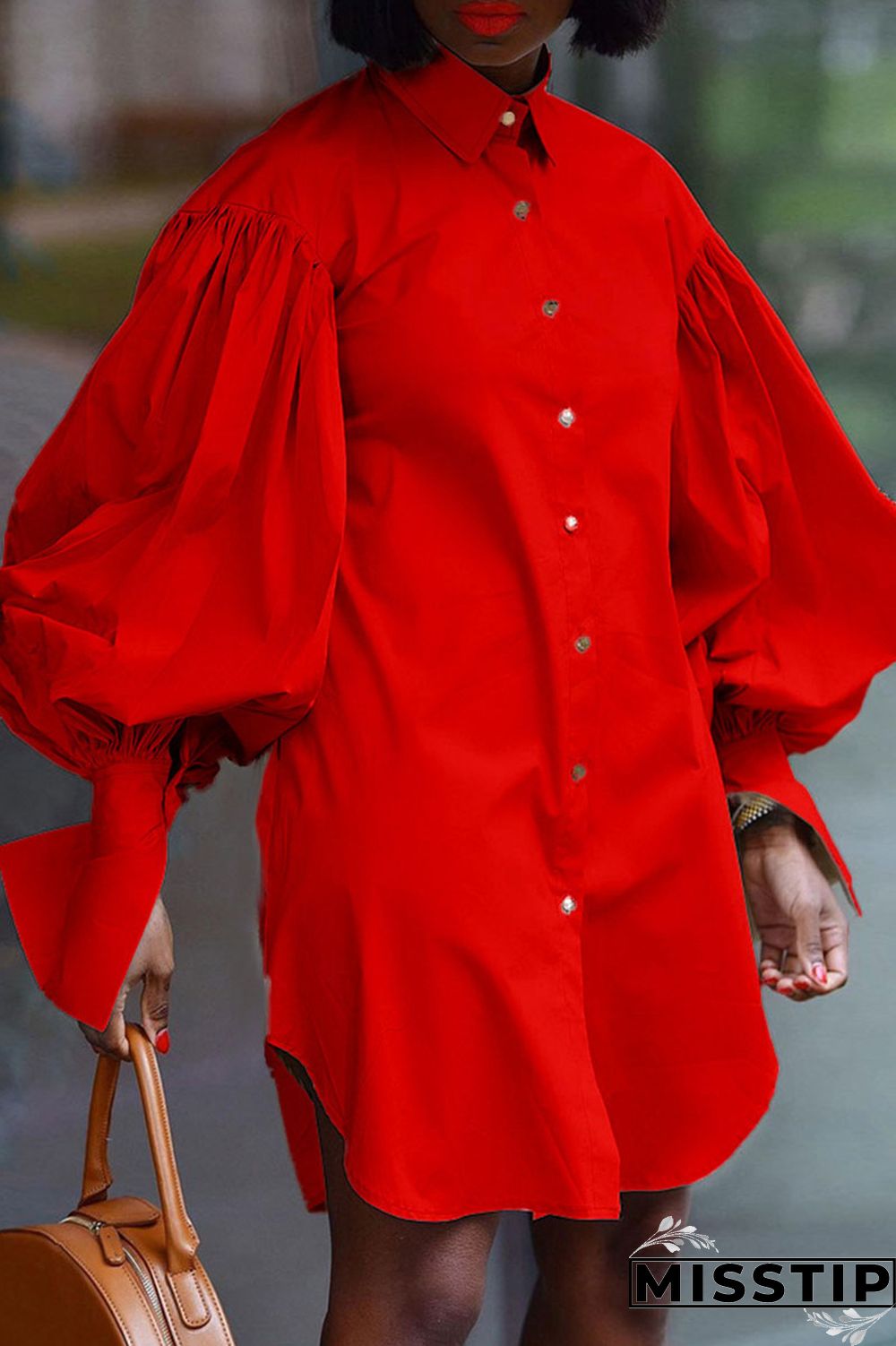 Blue Fashion Elegant Solid Patchwork Fold Turndown Collar Tops