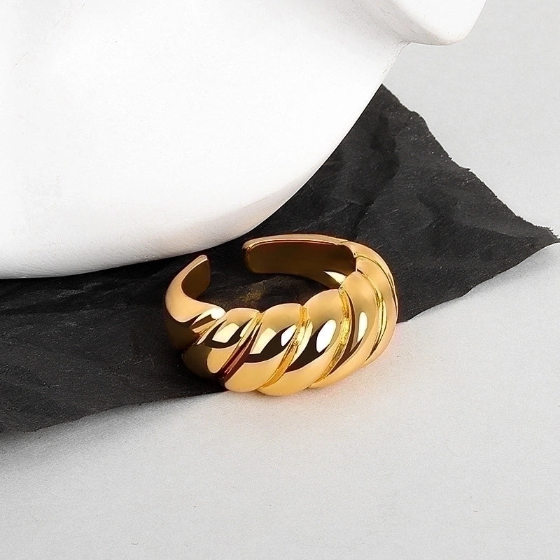 Casual Minimalist Geometric Solid Color Copper Plating Open Rings