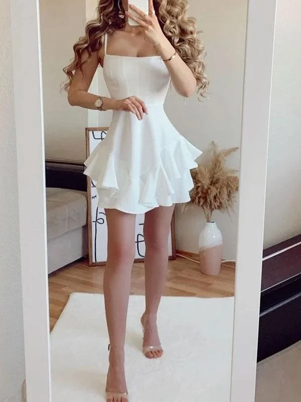 Thin straps ruffle dress