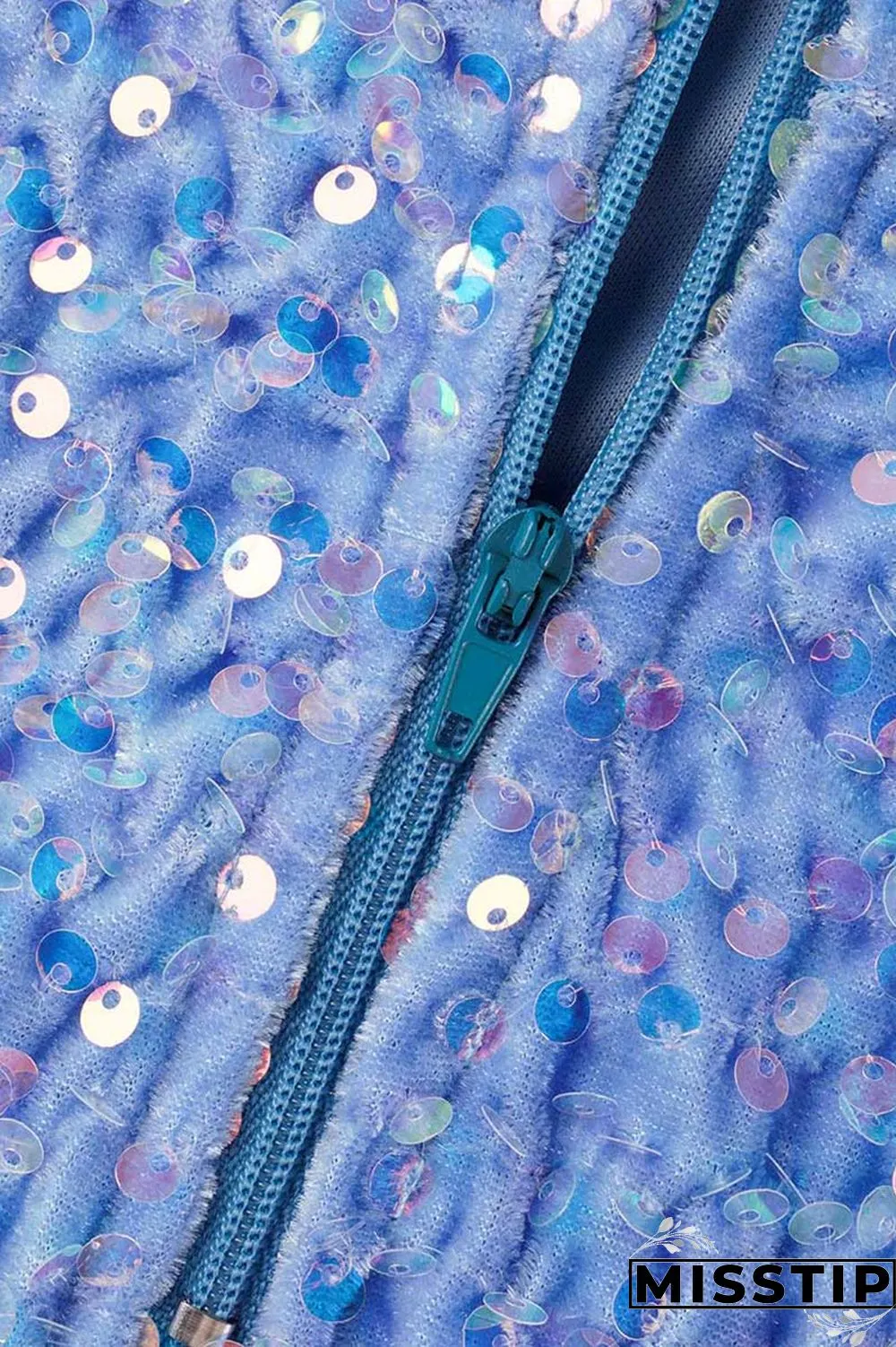 Blue Sexy Patchwork Sequins Backless Halter Sleeveless Dress Dresses