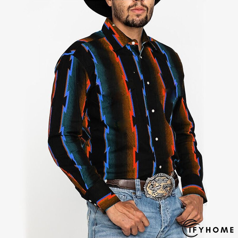 Men's Shirt Graphic Prints Geometry Turndown Red Blue Green Outdoor Street Long Sleeve Button-Down Print Clothing Apparel Fashion Designer Casual Soft | IFYHOME