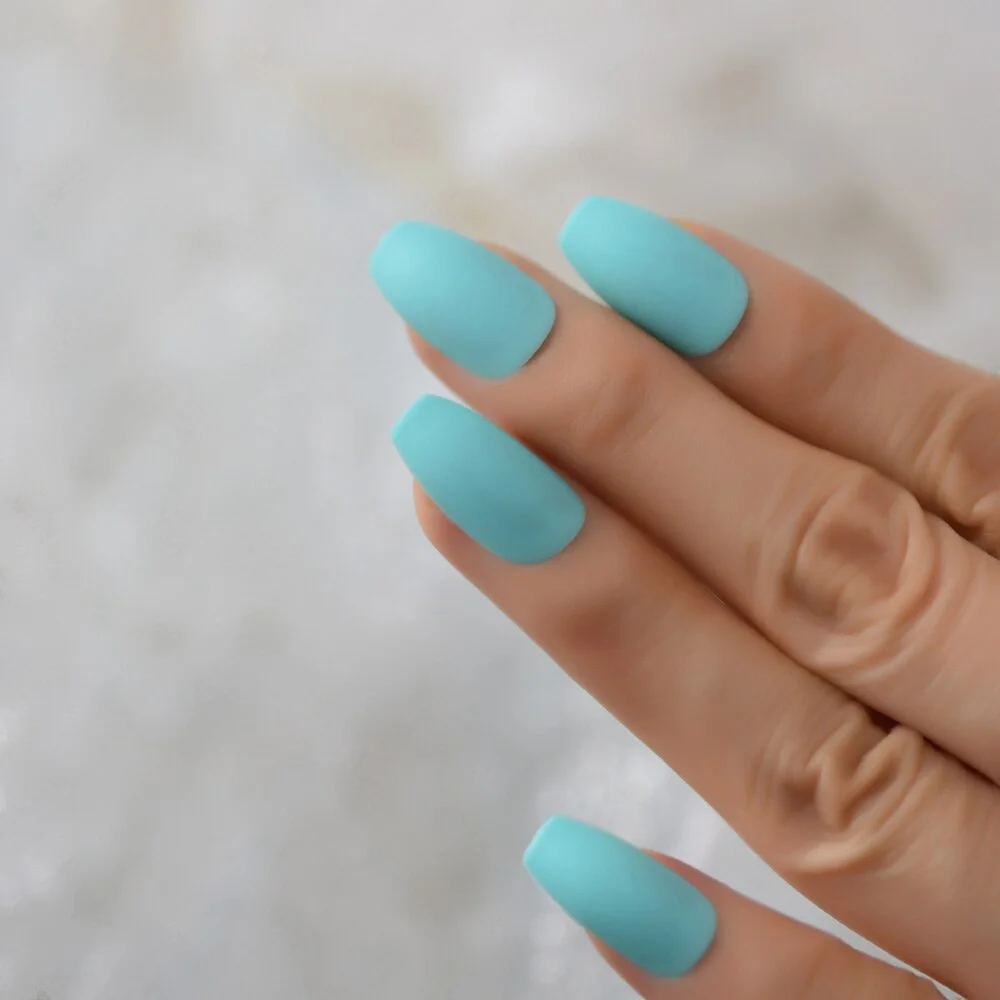 Chocolate Brown Fake Nails Matte Frost Full Nails Long Square Nail Art Decoration Tips with Glue Sticker in 10 sizes-Nail Inspo