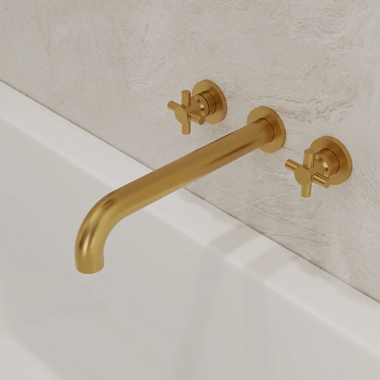 SFS-1107-GD EVERSTEIN TWO-HANDLE CONTROL MODERN WALL MOUNTED BATHTUB FAUCET