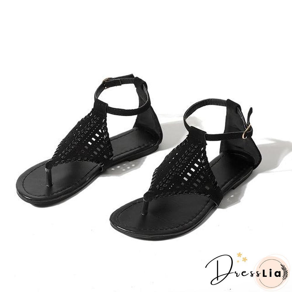 Women Plus Size Flat Shoes Cut Outs Flip Flops Casual Beach Sandal