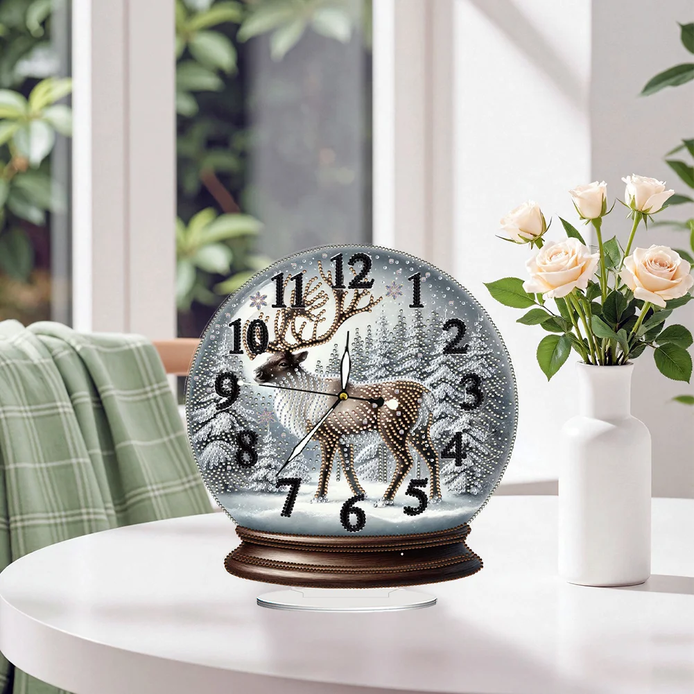 Christmas Crystal Ball Design 2D Flat Acrylic DIY Diamond Painting Clock Kit