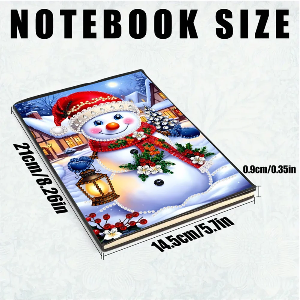 2pcs 50-Page A5 Snowman Diamond Painting Notebook for Adults Holiday Gift