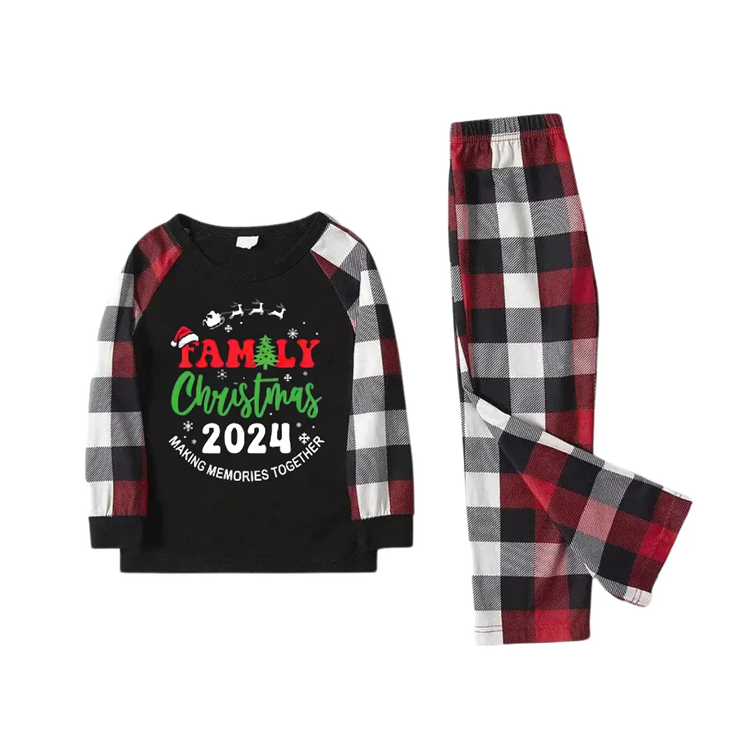"Family Christmas 2024 Making Memories Together" Pattern Ⅳ- Red&Black&White Plaid  Matching Pajamas