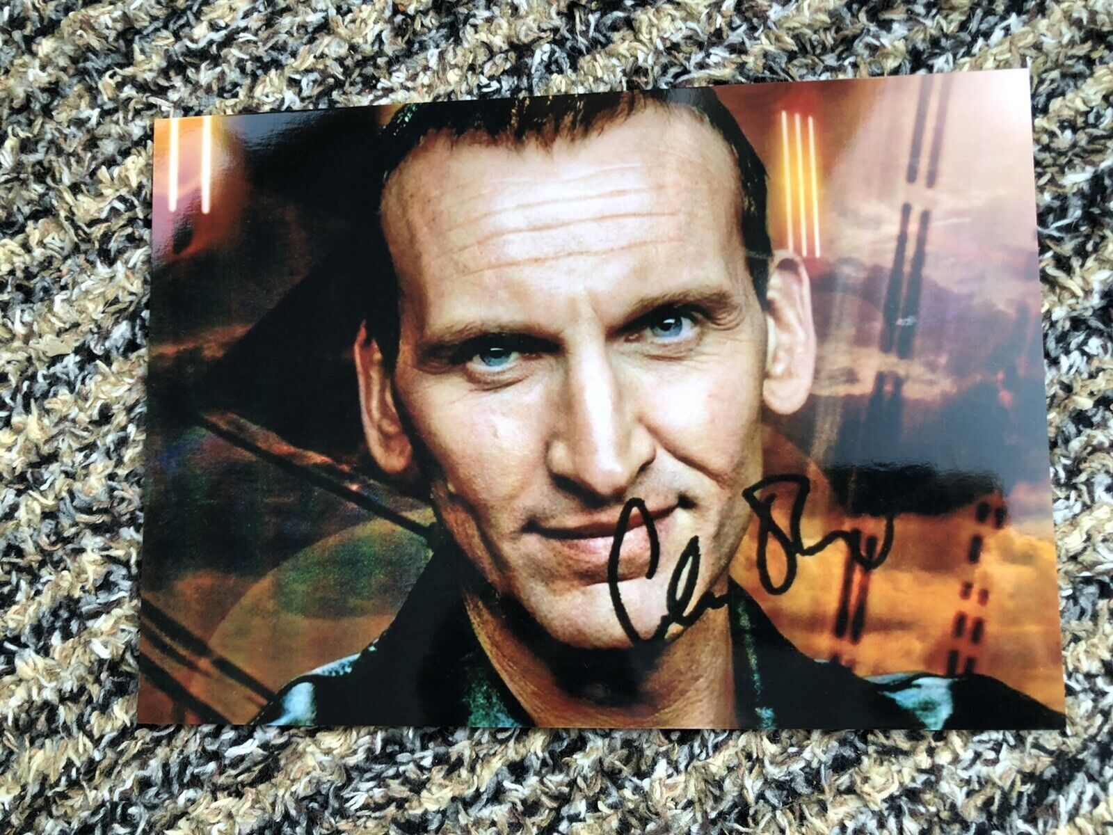 CHRISTOPHER ECCLESTON (DR WHO) PRESIGNED Photo Poster painting- 7x5”