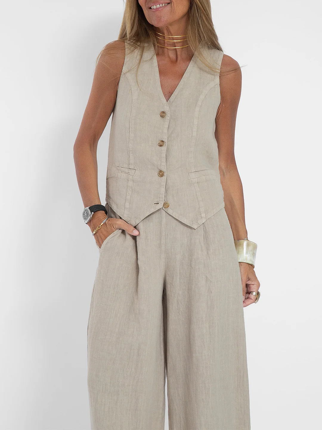 Woman - Linen Suit-inspireuse