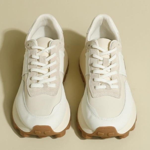 Women's Casual Colorblock Round Toe Flat Heel Sneakers