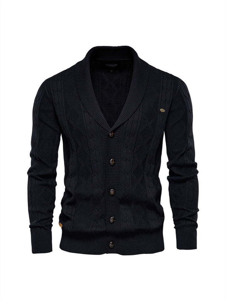 Men's Casual Twisted Cardigan Men's V-neck Long-sleeved Sweater Men's Men's Thickened Sweater Knitted Cardigan Jacket