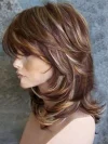 Layered Wavy Mixed Red Synthetic Hair Capless Wigs