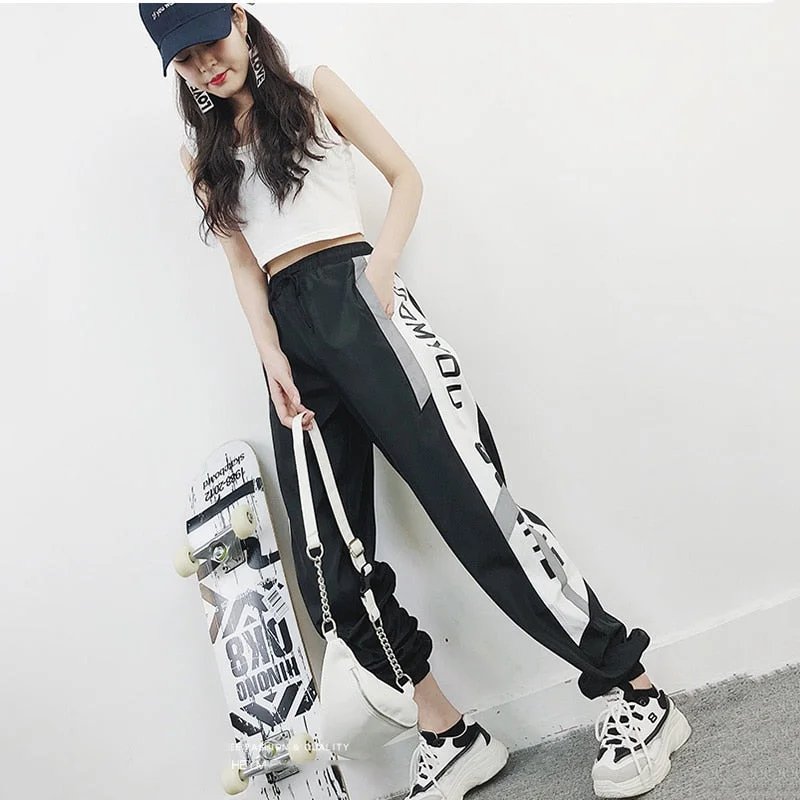 2018 Hip Hop Harem Pant woman Letter Printed Jogger pants women's High Waist pants Spring Harajuku trousers women pantalon femme