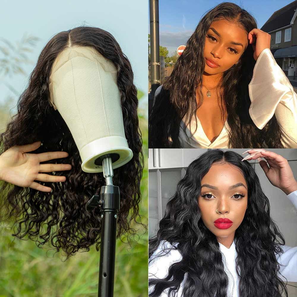 Undetectable Transparent Lace Human Hair Wigs 13x4 Glueless Lace Frontal Wig Water Wave