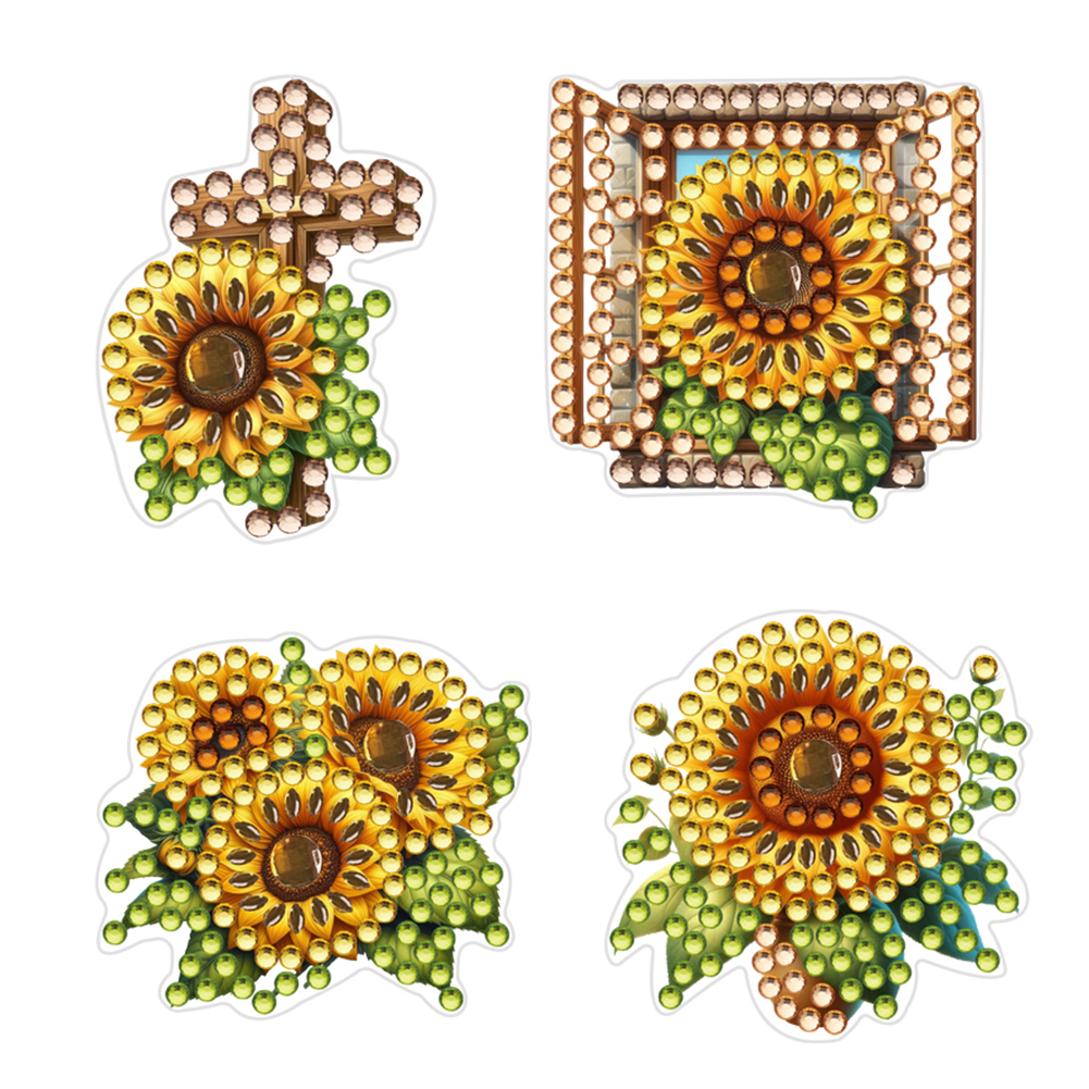4pc Sunflower DIY Diamond Painting Car Air Vent Clip Air Freshener for Adult