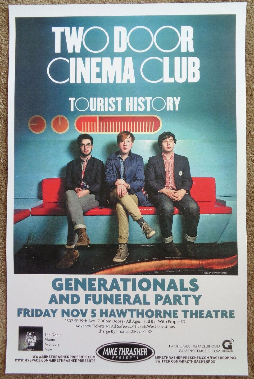 TWO DOOR CINEMA CLUB Gig POSTER Nov 2010 Portland Oregon Concert