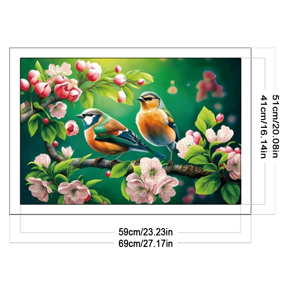 9CT Full Stamped Cross Stitch Bead Embroidery- Birds(Canvas|59*41CM)