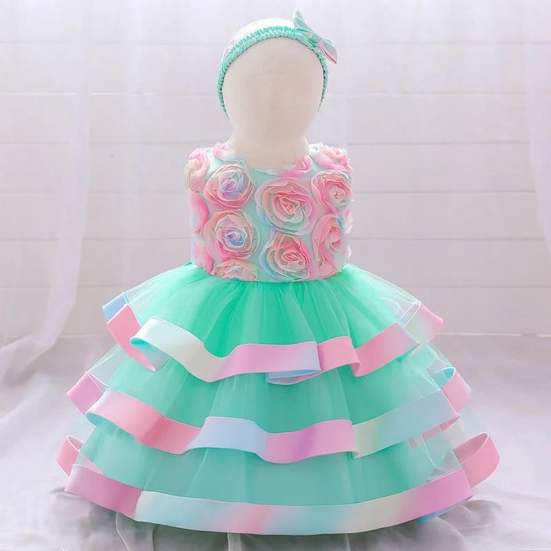 2021 Summer Little Mermaid Infant 1st Birthday Dress For Baby Girl Clothes Sequin Dress Princess Dresses Party Clothing Infant