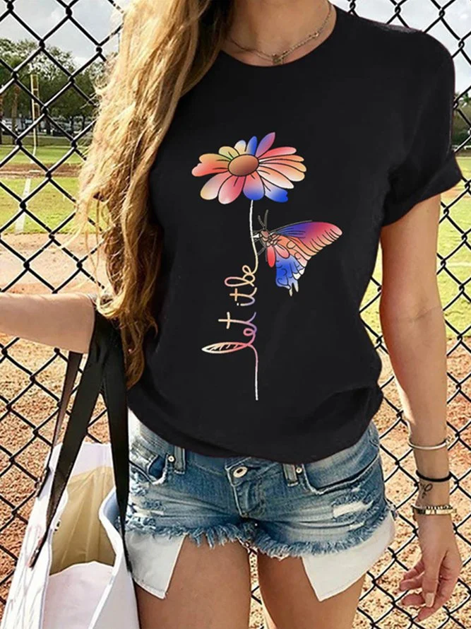 Printed Crew Neck Casual T-Shirts