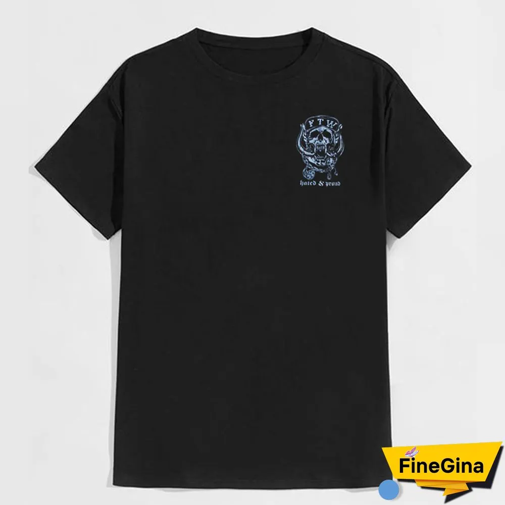 Black FTW HATED & PROUD Skull Graphic Black Print T-shirt