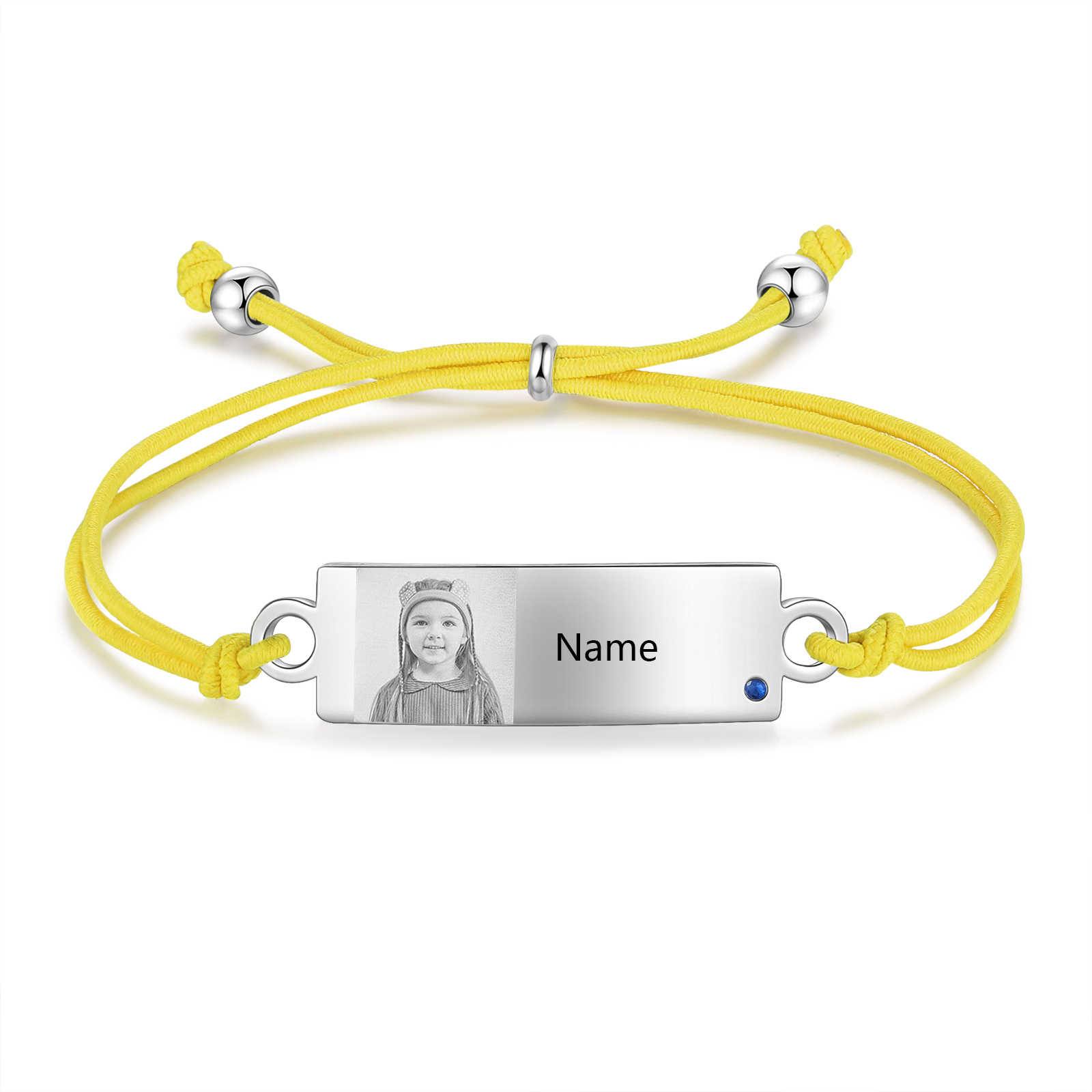Braccialetto regorabile 1 foto e 1 nome e 1 pietra di nascita personalizzati regalo per scuola bambina