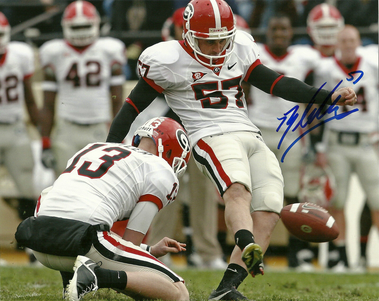 MINNESOTA VIKINGS BLAIR WALSH SIGNED GEORGIA BULLDOGS 8X10 Photo Poster painting W/COA