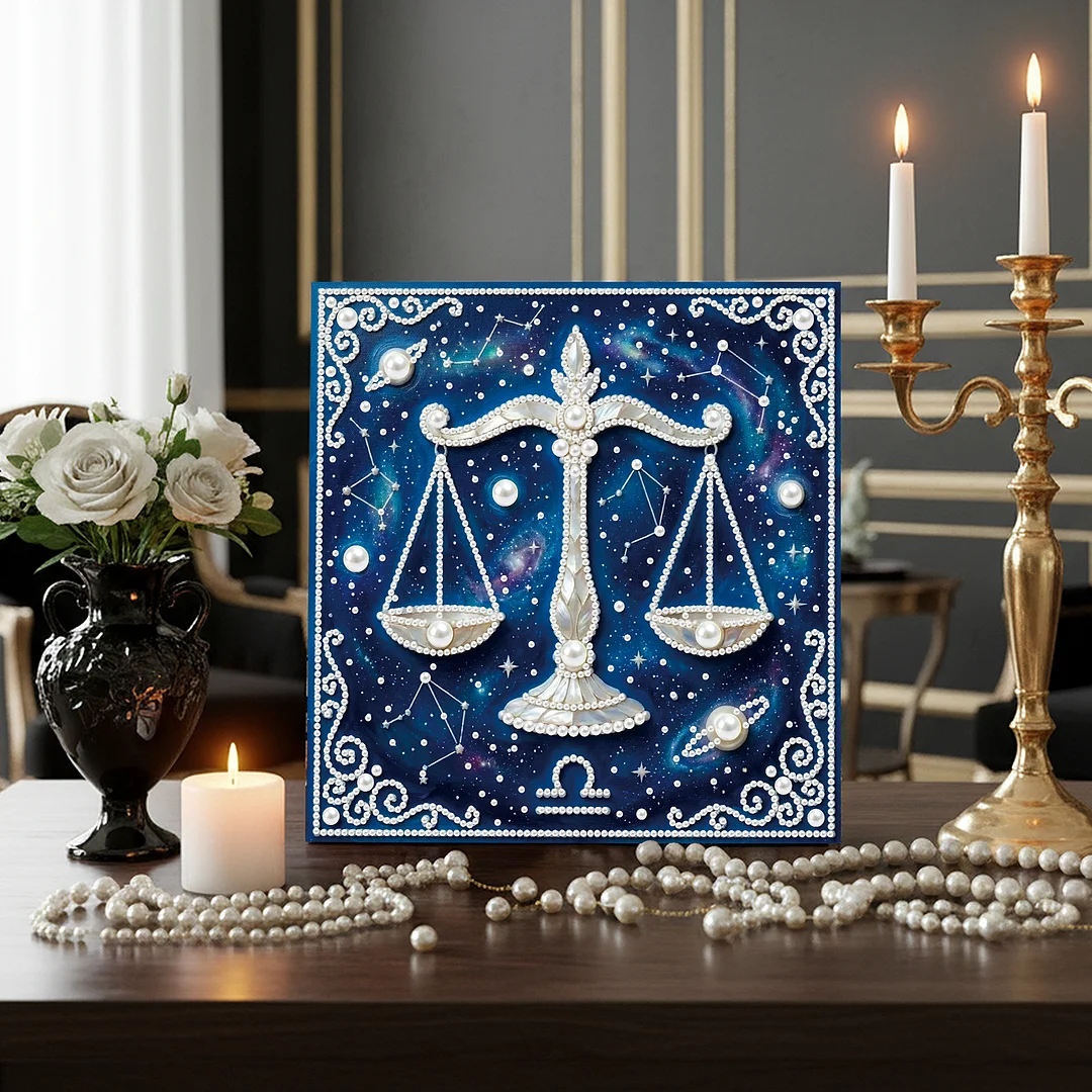 Libra - DIY Pearl Diamond Art Kit With Frame 25*25cm