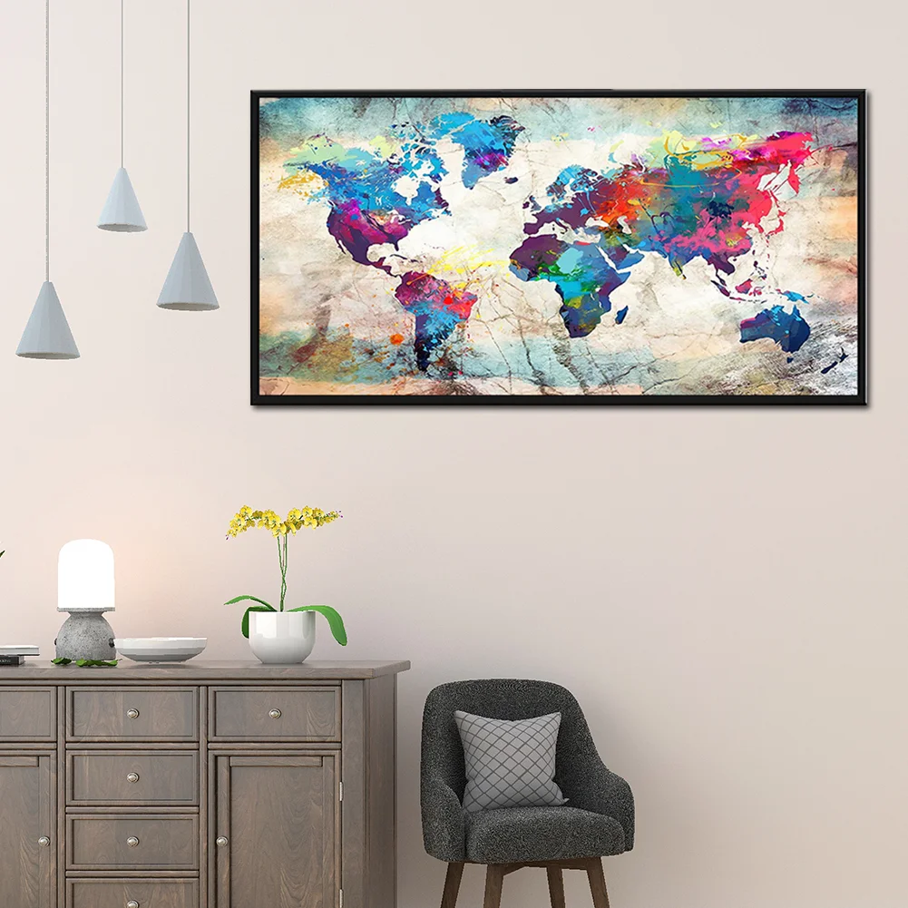 Diamond Painting - Full Square Drill - Color World Map(80*40cm)