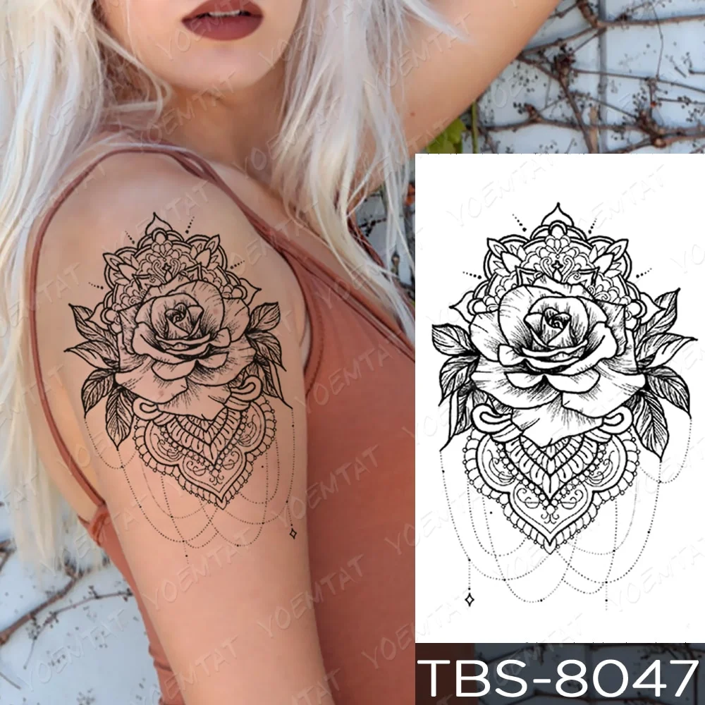 Sdrawing Temporary Tattoo Sticker Henna Mehndi Totem Flash Tatto Lotus Flower Hand Fingers Body Art Arm Fake Tatoo Men Women
