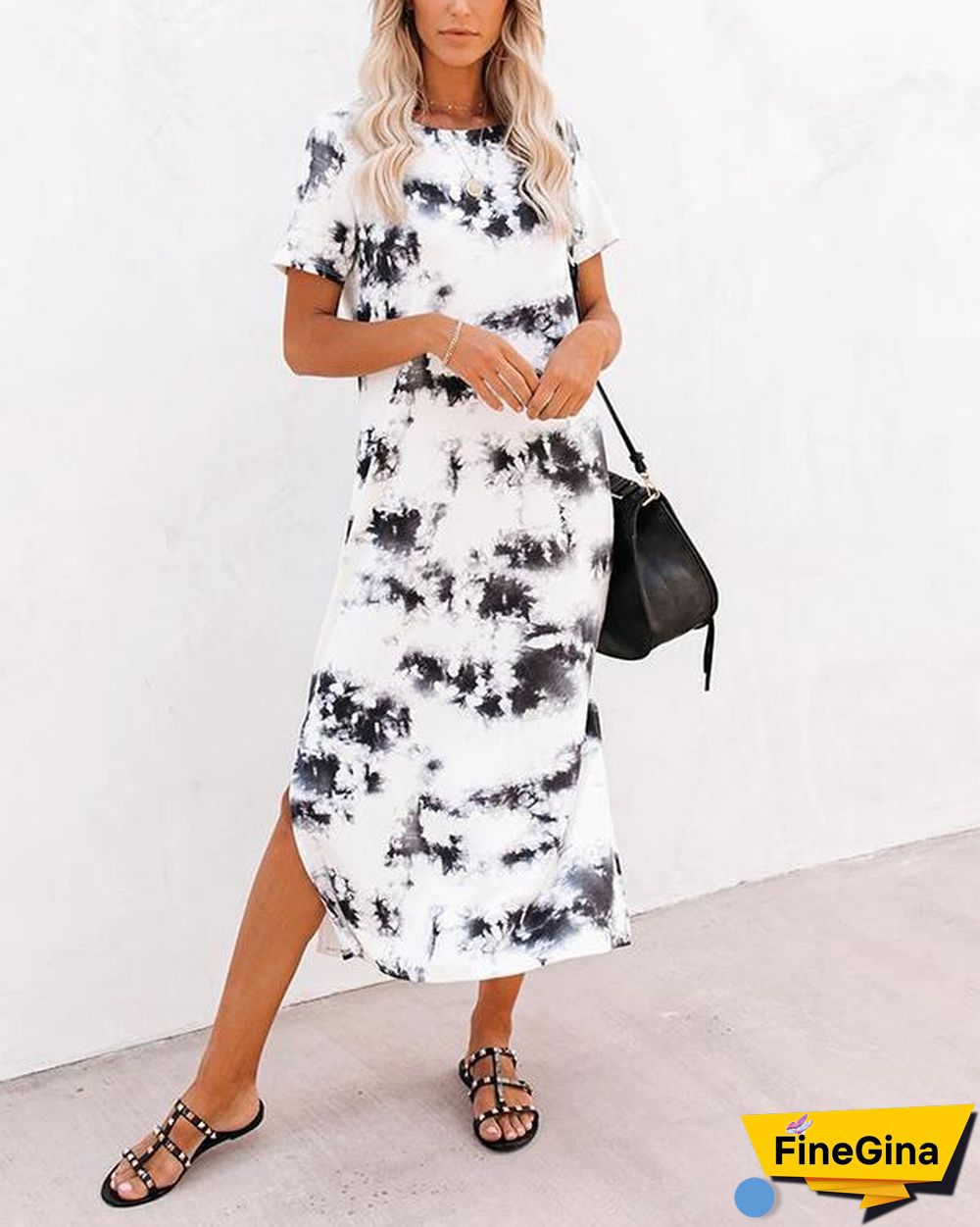Women Tie Dye Knit Midi Dress