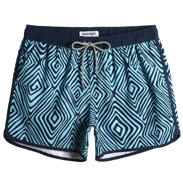 4.5 Inch Inseam Vintage Blue Vortex Swim Trunks