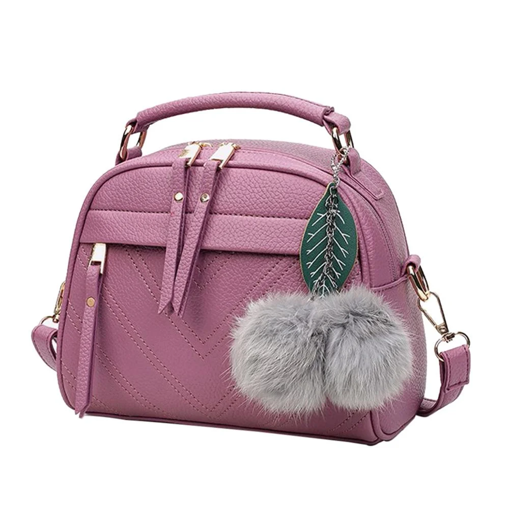 PU Leather Handbag For Women Girl Fashion Messenger Bags With Ball Toy Bolsa Female Shoulder Bags Ladies Party Handbags