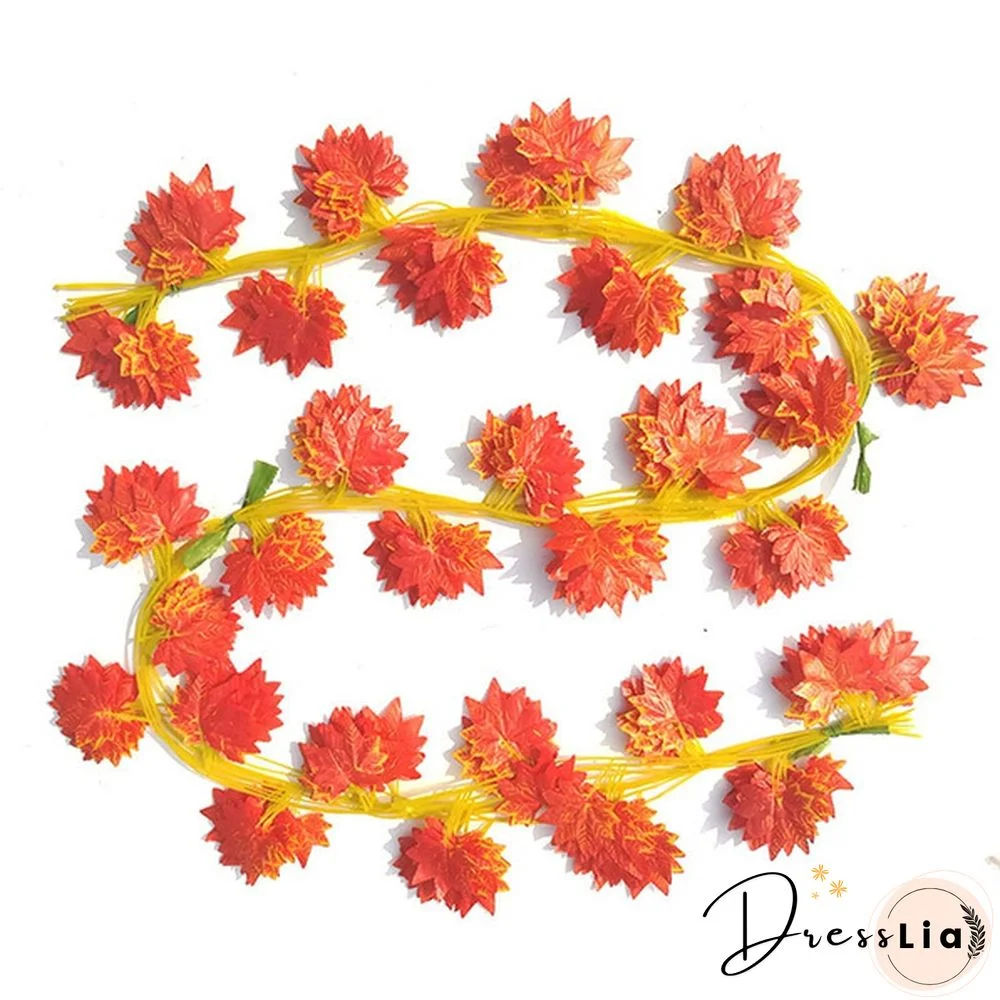 2.4m Window Autumn Leaves Garland Maple Leaf Wreath Vine Fake Foliage Home Garden Decor