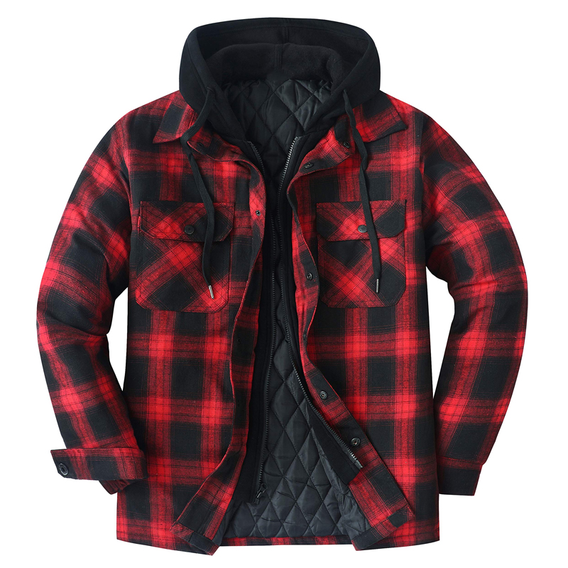 Mens Winter Plaid Thick Casual Jacket