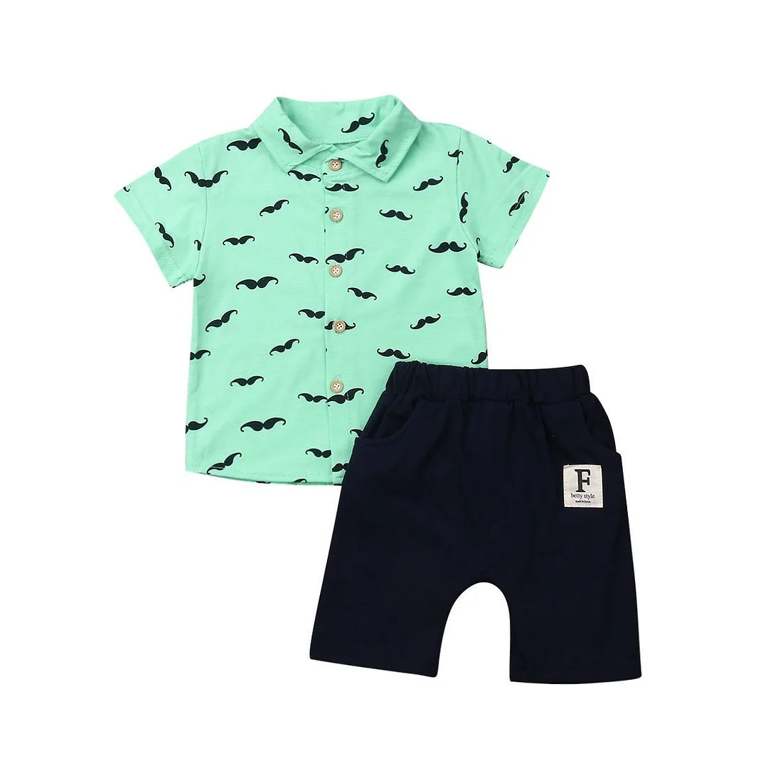 2019 Baby Summer Clothing 2PCS Sets Infant Kids Baby Boy Gentleman Clothes Short Sleeve Outfits T-Shirt Tops+Pants Shorts 6M-5T
