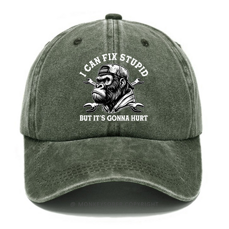 Personalized "I Can Fix Stupid But It's Gonna Hurt" Custom Washed Baseball Caps
