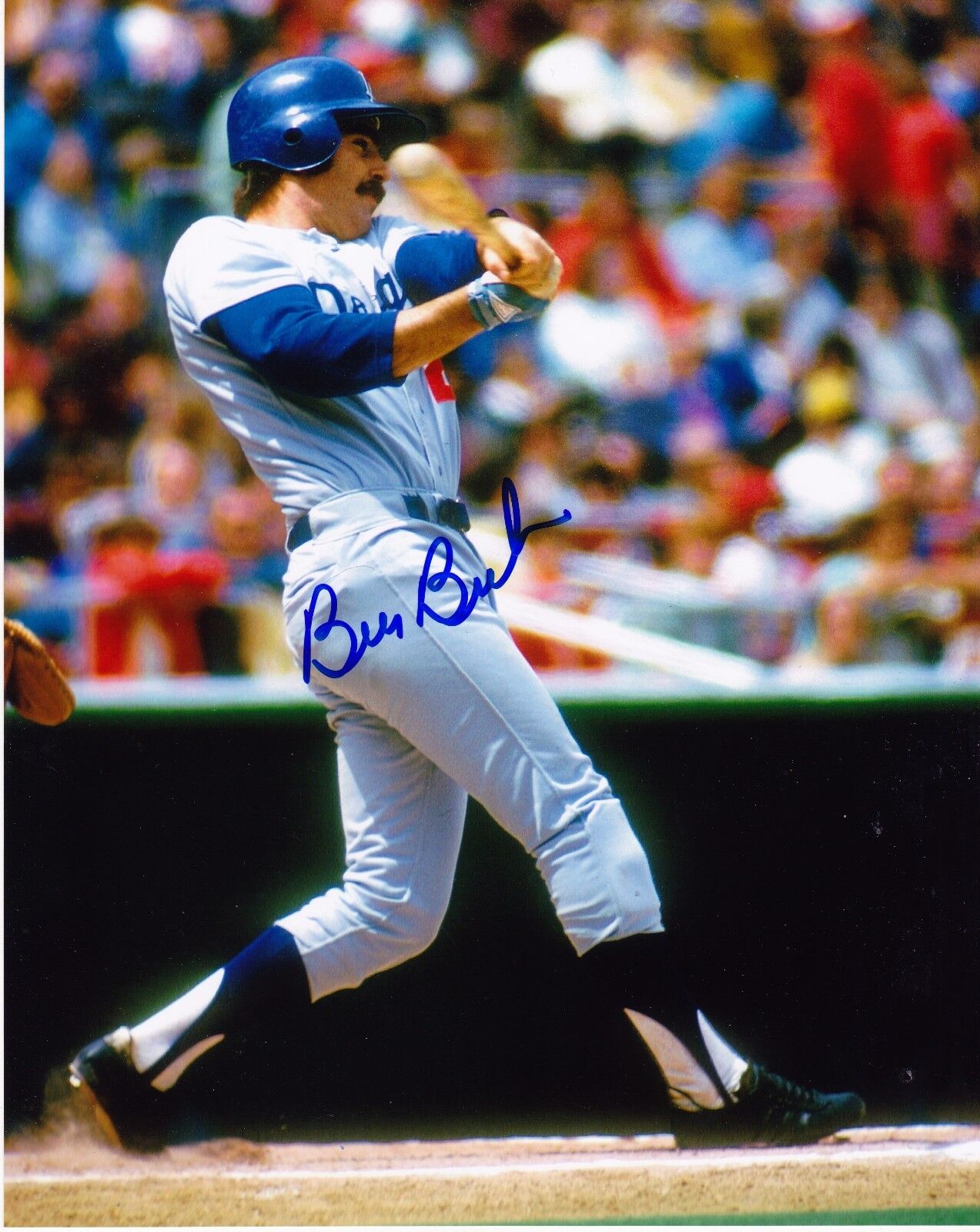 BILL BUCKNER LOS ANGELES DODGERS ACTION SIGNED 8x10