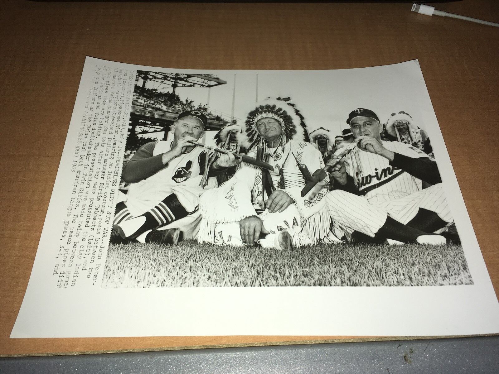 Birdie Tebbets Cleveland Indians Sam Mele Minnesota Twins 1963 AP Wire Photo Poster painting